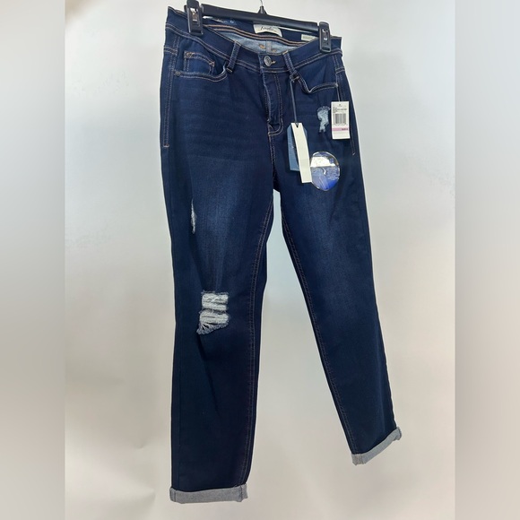 NWT Angels Forever Young Trendy Dark Blue Boyfriend Jeans size 6 - Picture 1 of 14